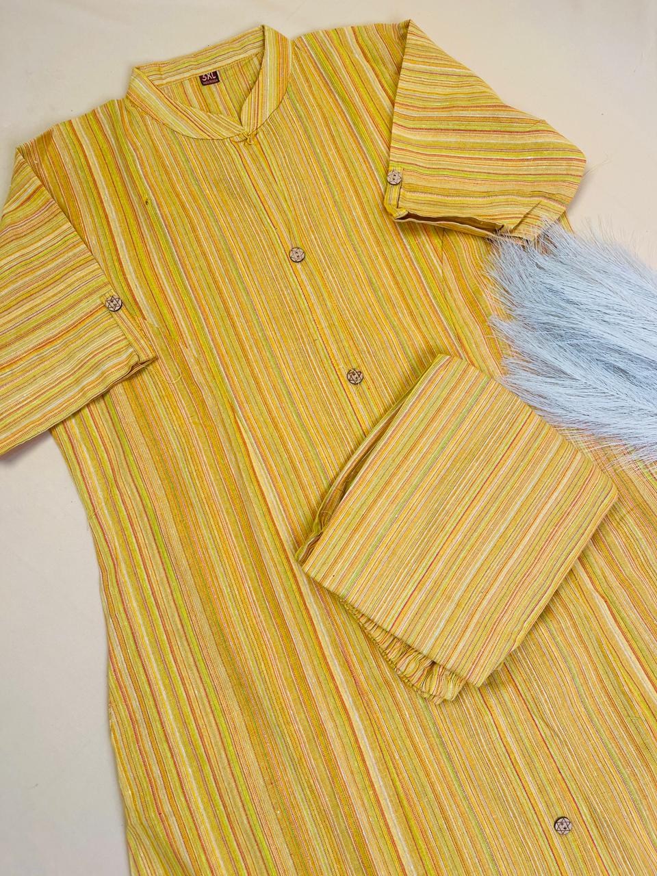 Yellow Khadi 2 Piece Set