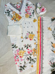 Floral Print Lawn Suit-3 Piece Set