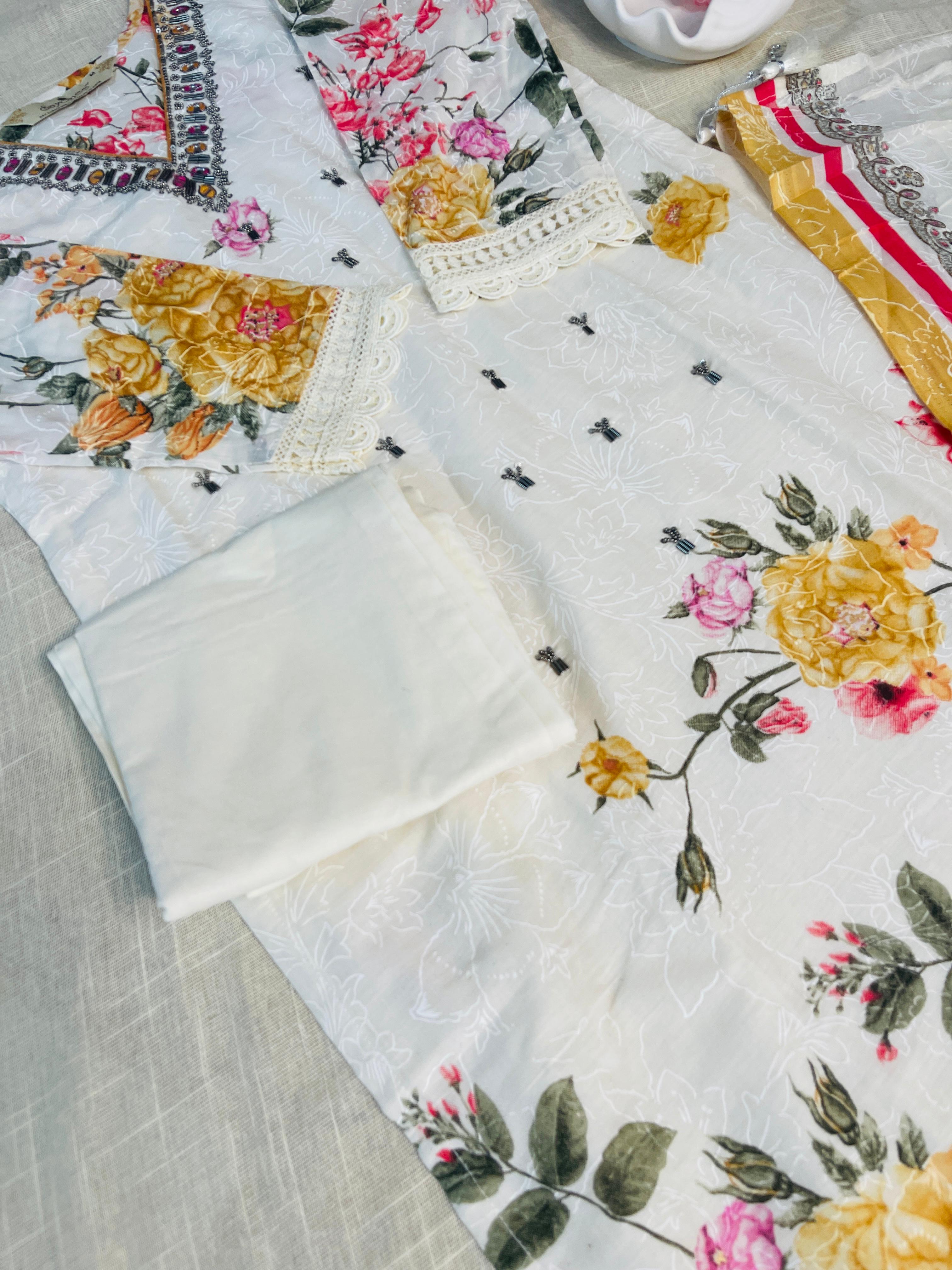 Floral Print Lawn Suit-3 Piece Set