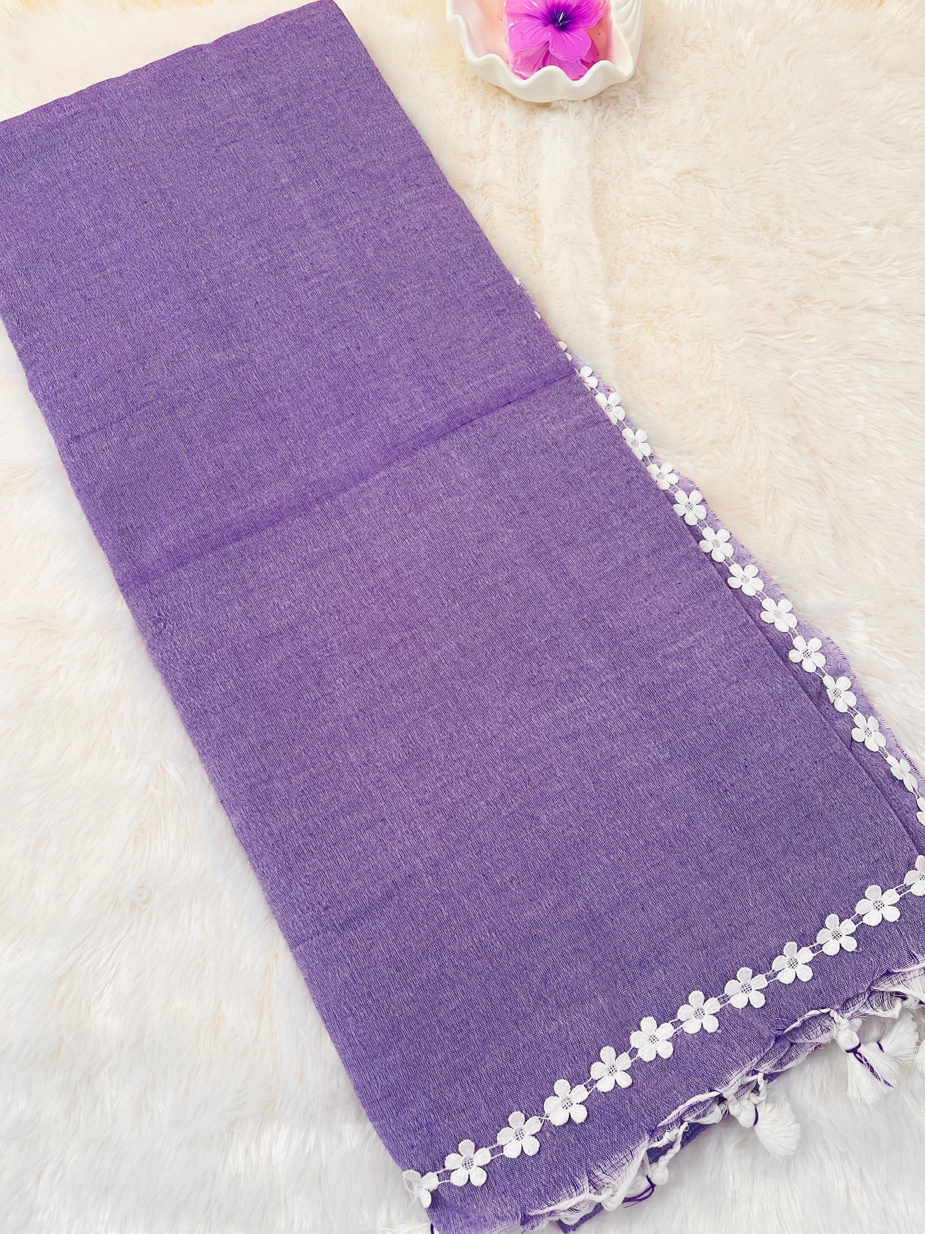 Lavender Cotton Saree