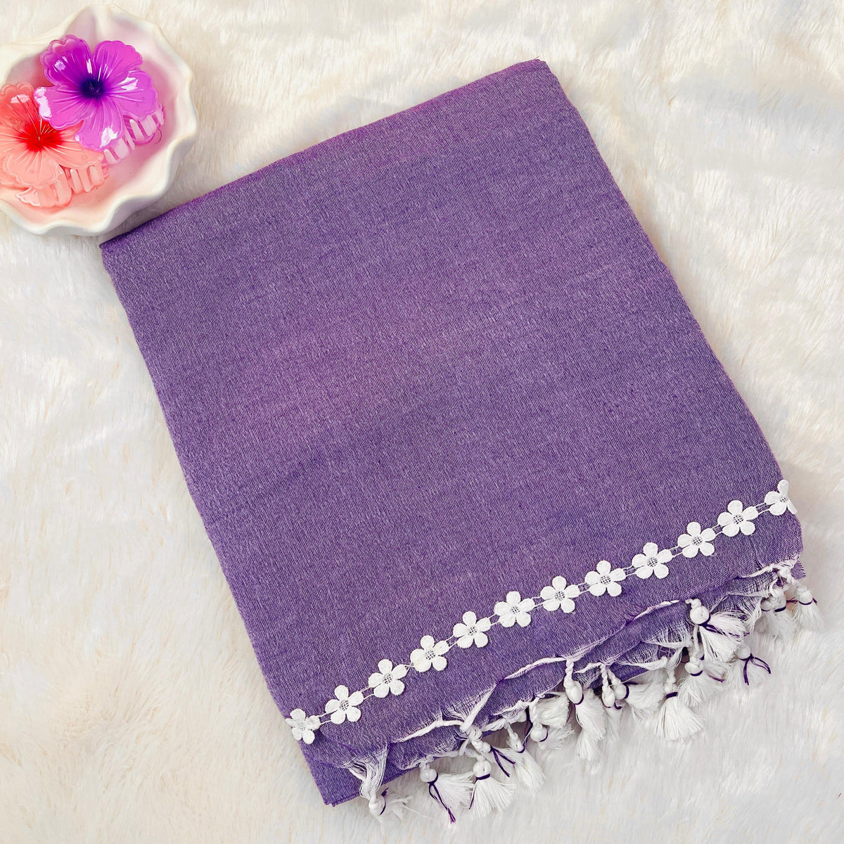Lavender Cotton Saree