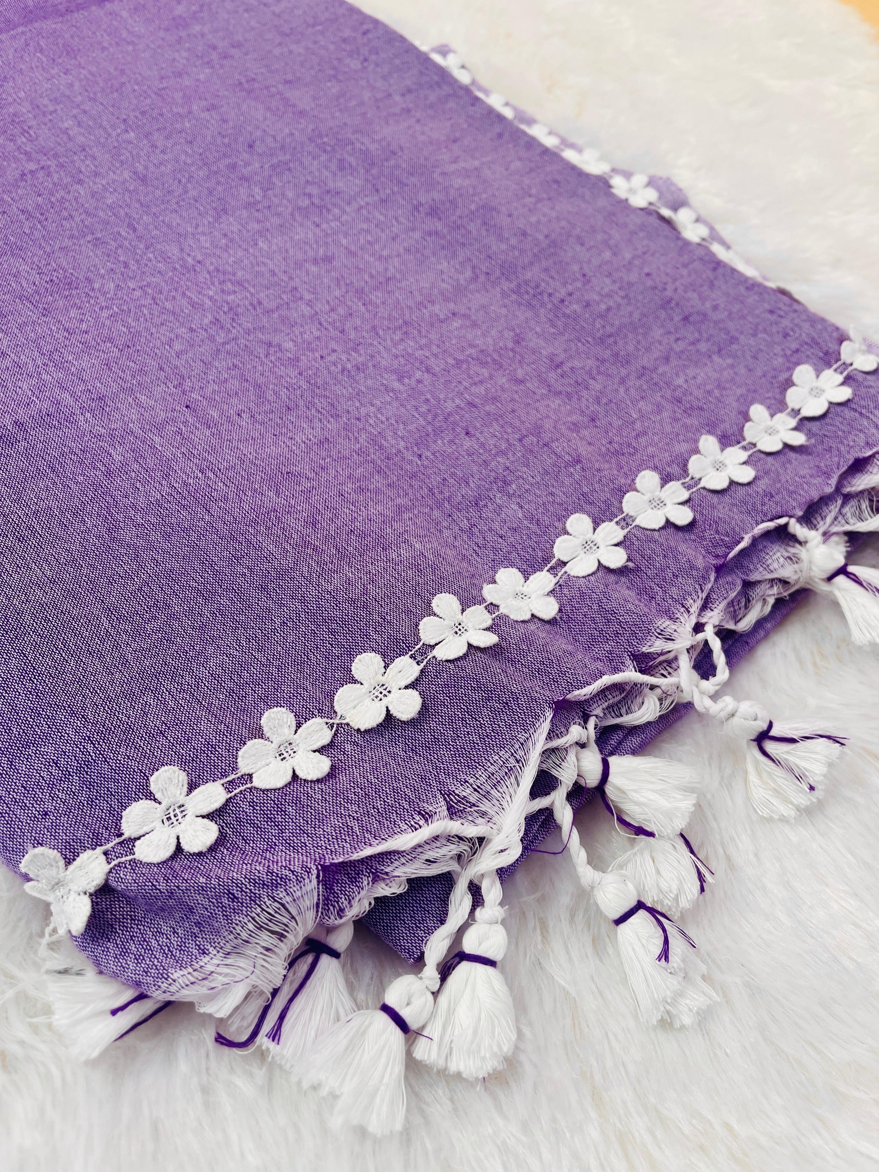 Lavender Cotton Saree