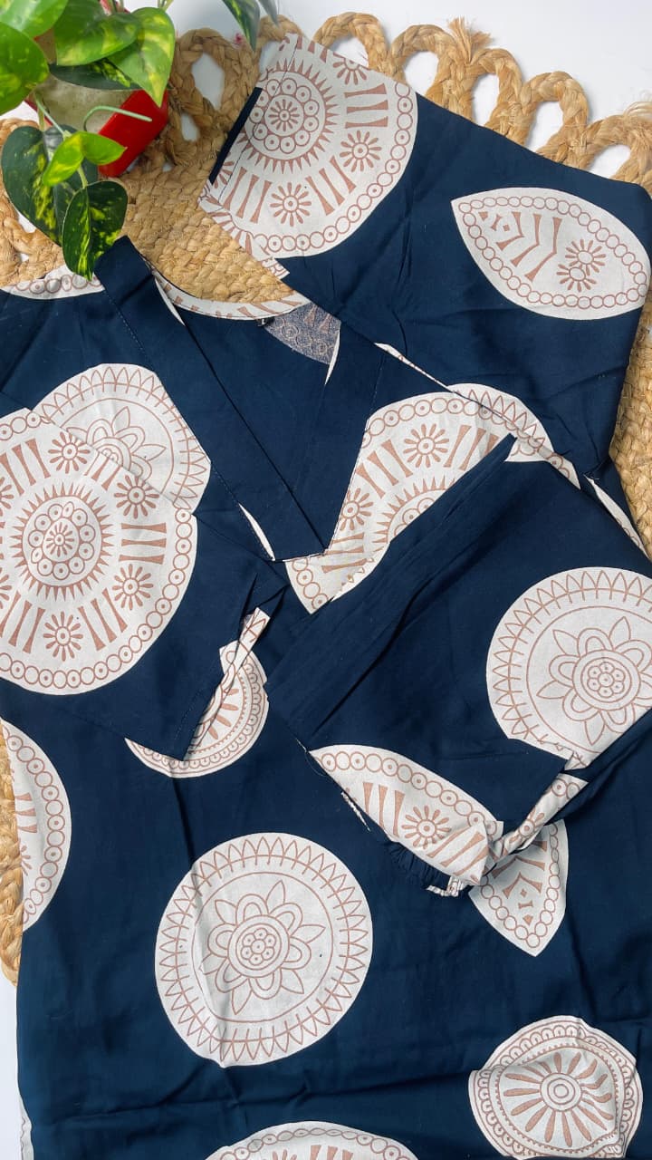 Navy Blue Mandala Print Cob Ord Set