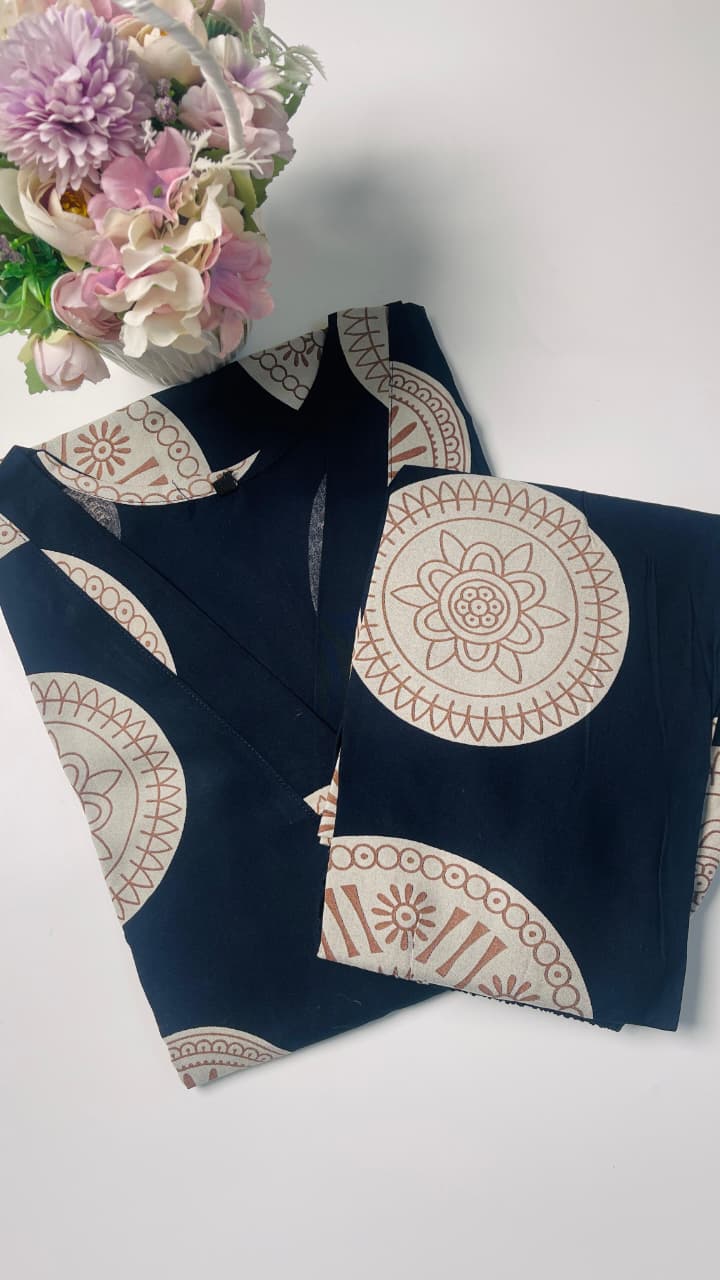 Navy Blue Mandala Print Cob Ord Set