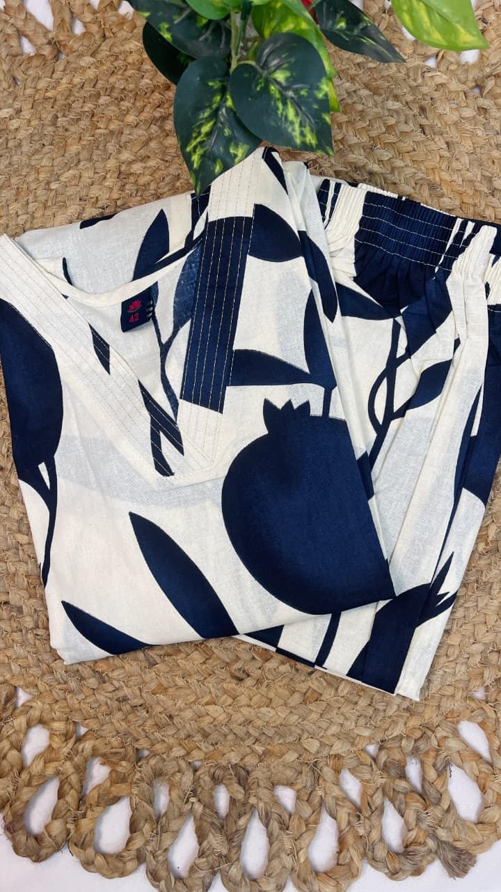 Blue Pomegranate Print Co ord Set