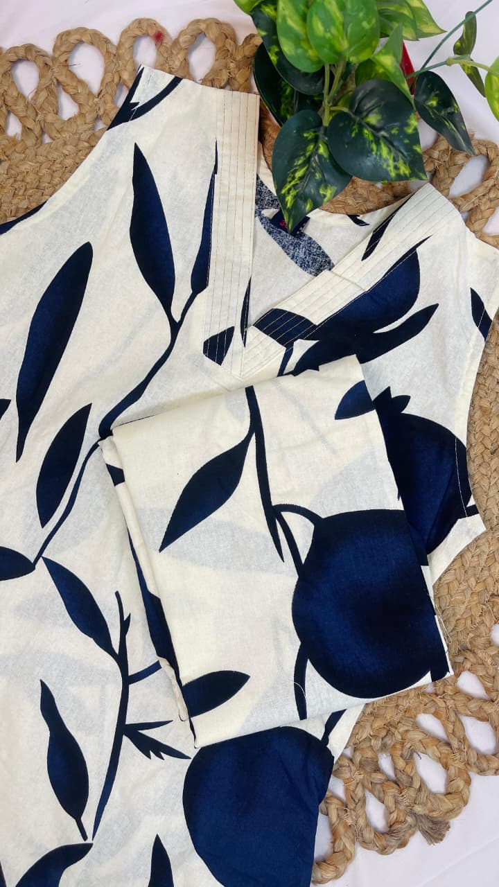 Blue Pomegranate Print Co ord Set