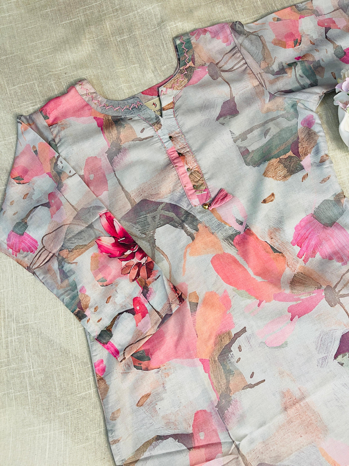 Abstract Floral Printed Kurta