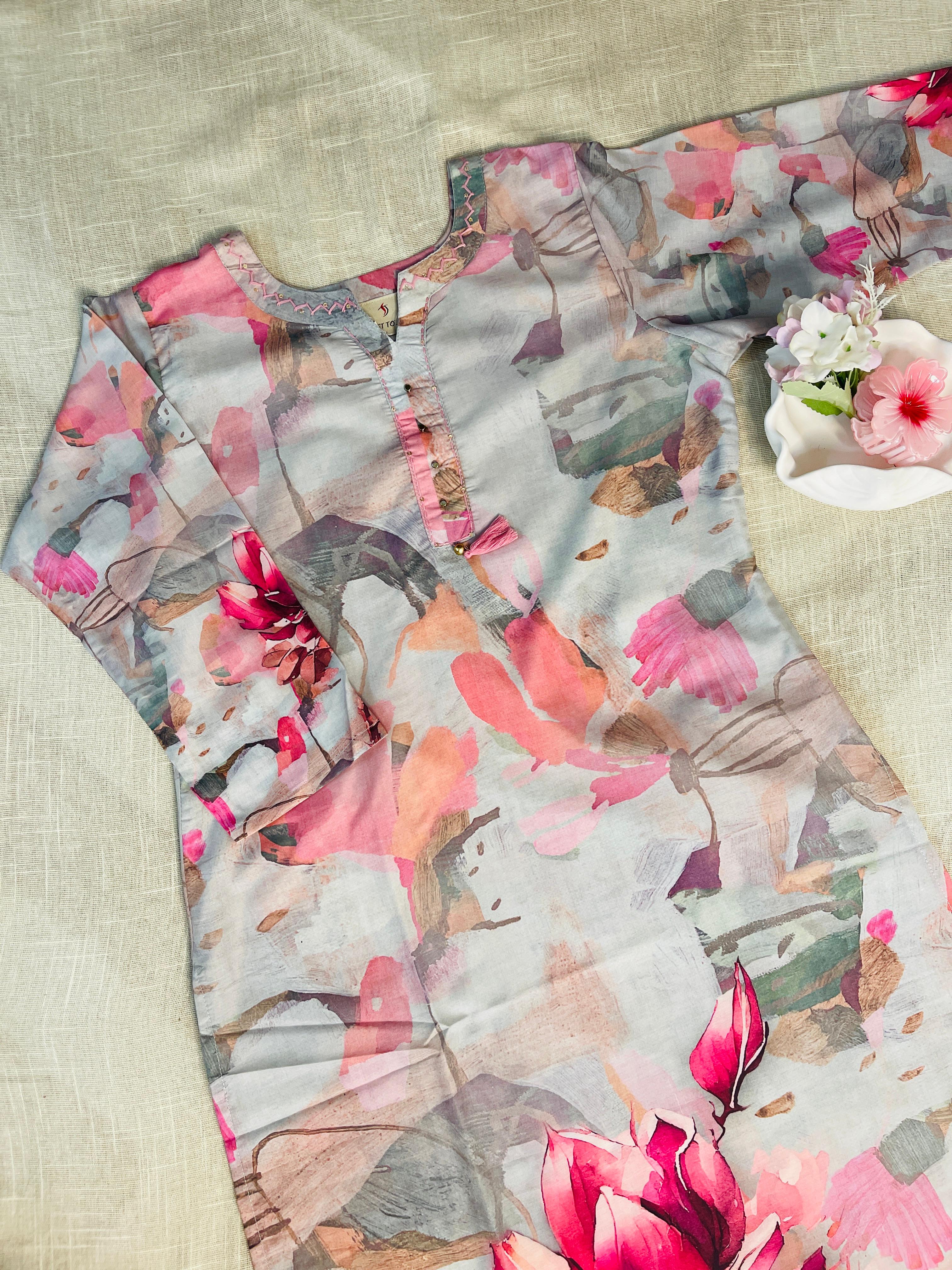 Abstract Floral Printed Kurta