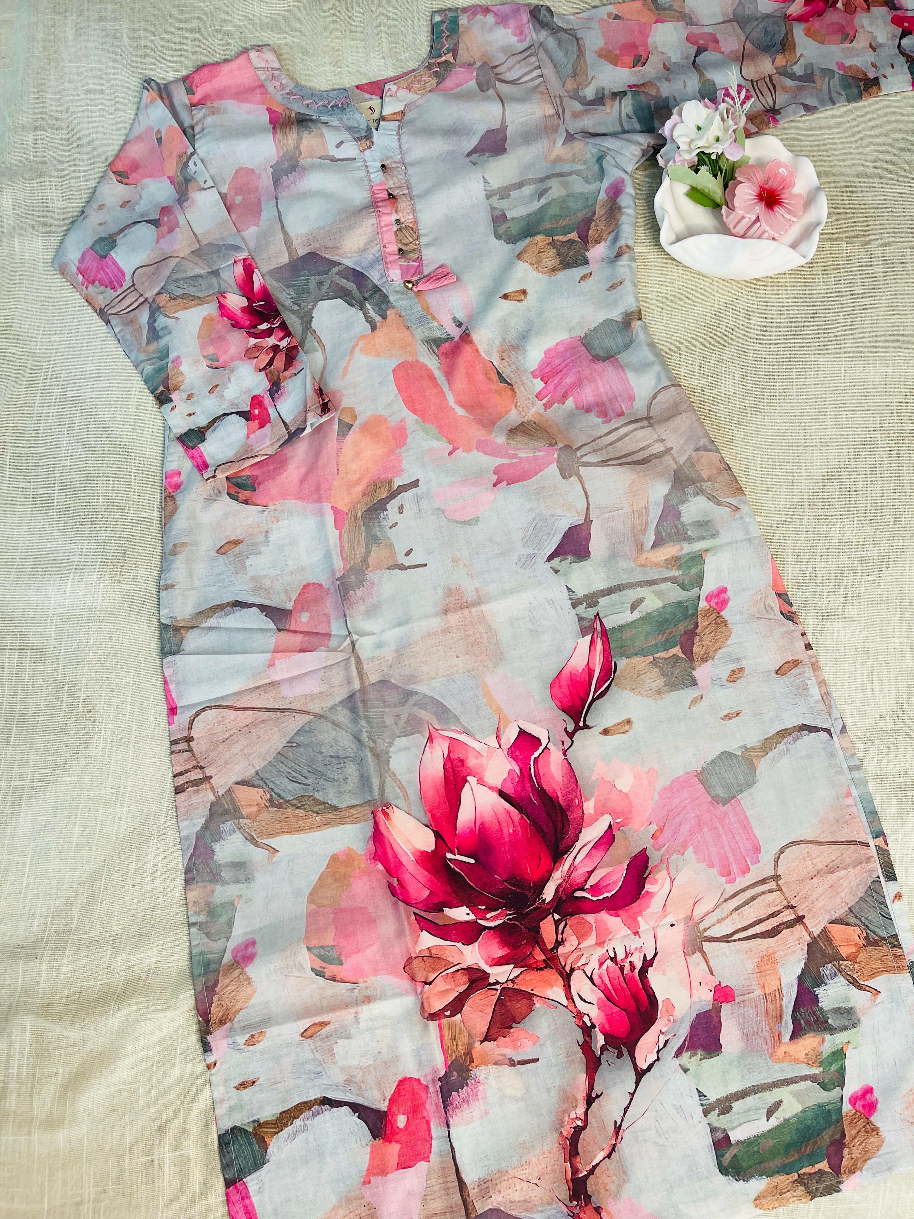 Abstract Floral Printed Kurta