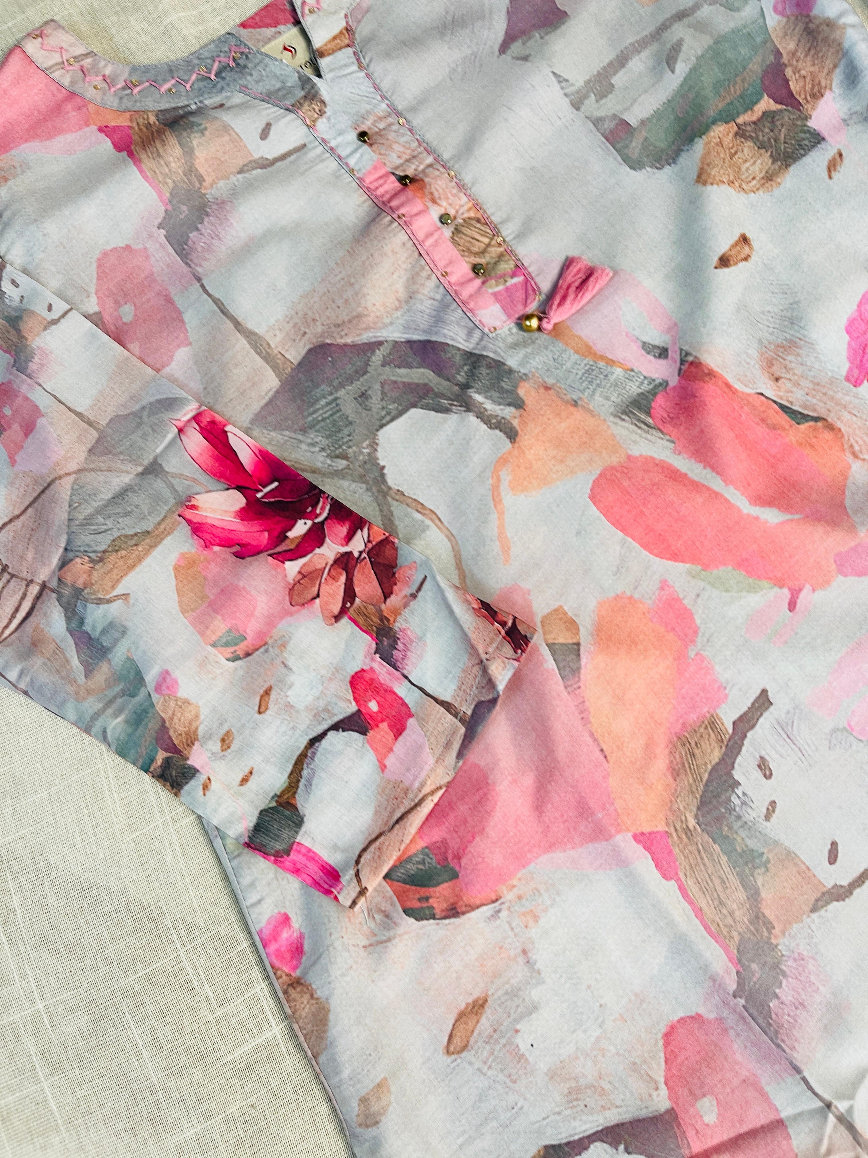 Abstract Floral Printed Kurta