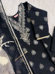 BLACK SALWAR SET WITH SEQUENCE & EMBROIDERY