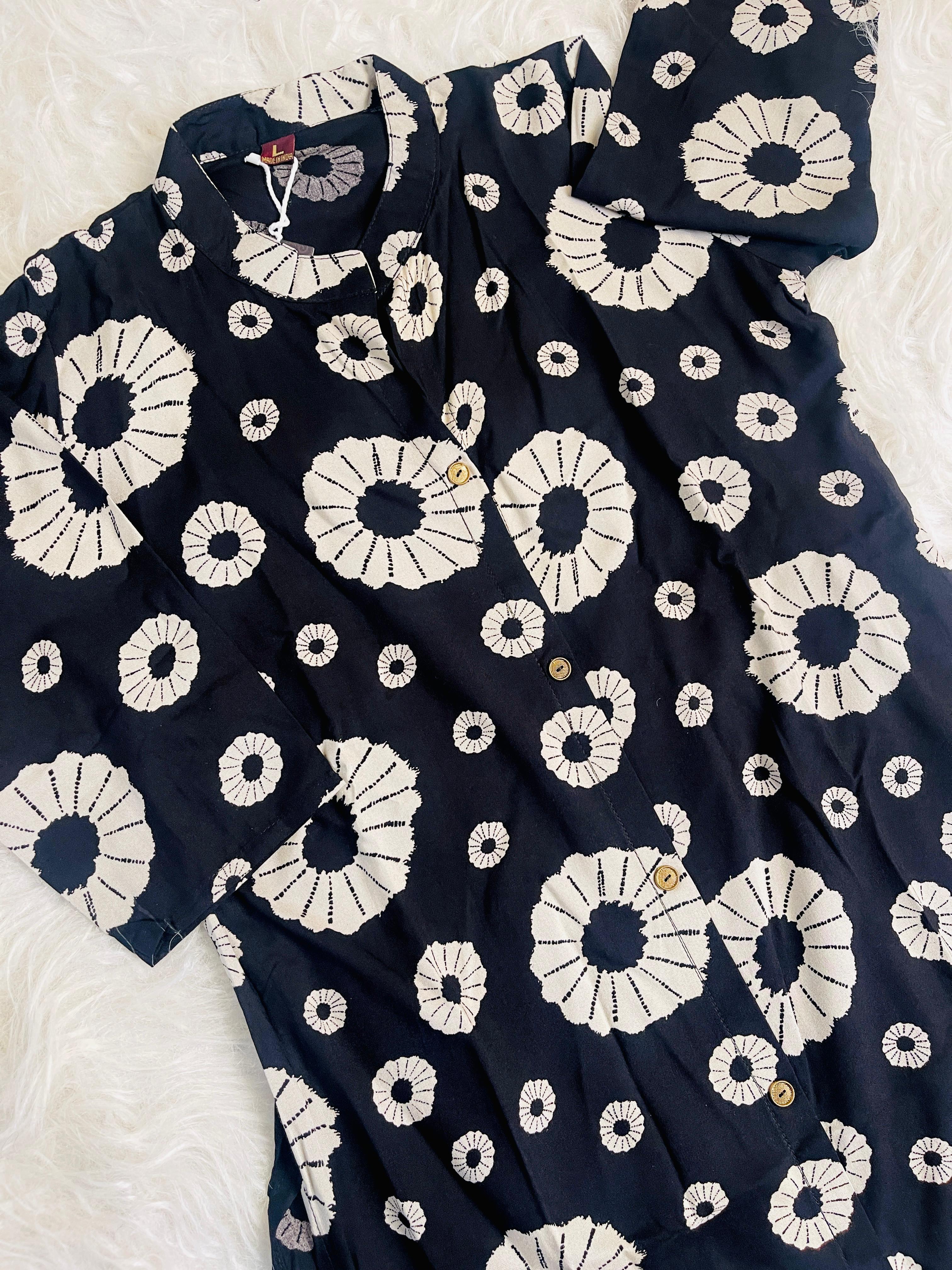 BLACK WITH BEIGE ROUND DESIGN TOP