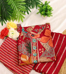 REDDISH PINK DIGITAL PRINTED KURTHI SET