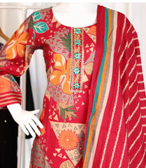 REDDISH PINK DIGITAL PRINTED KURTHI SET