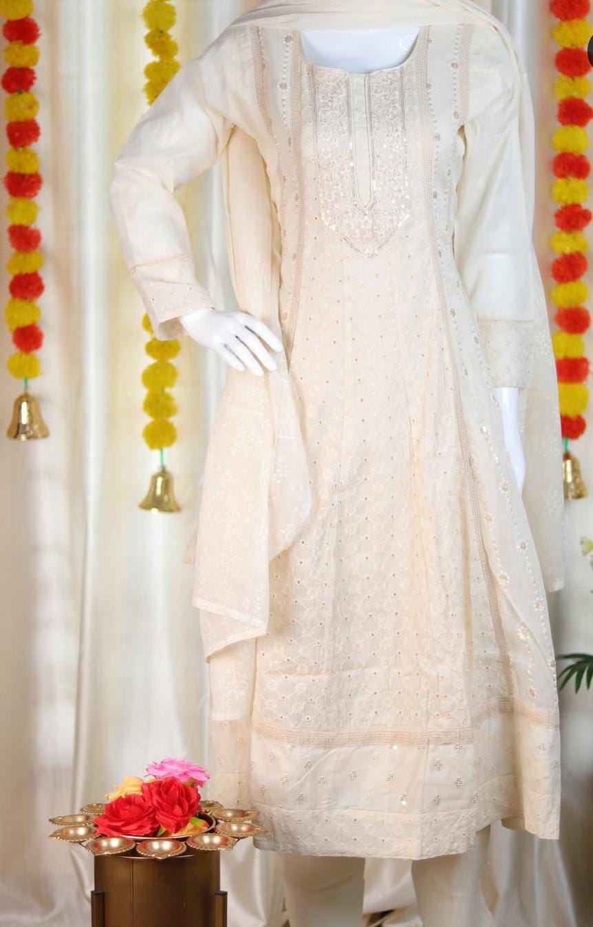 HAKOBA OFF WHITE WITH GOLDEN SALWAR SUIT