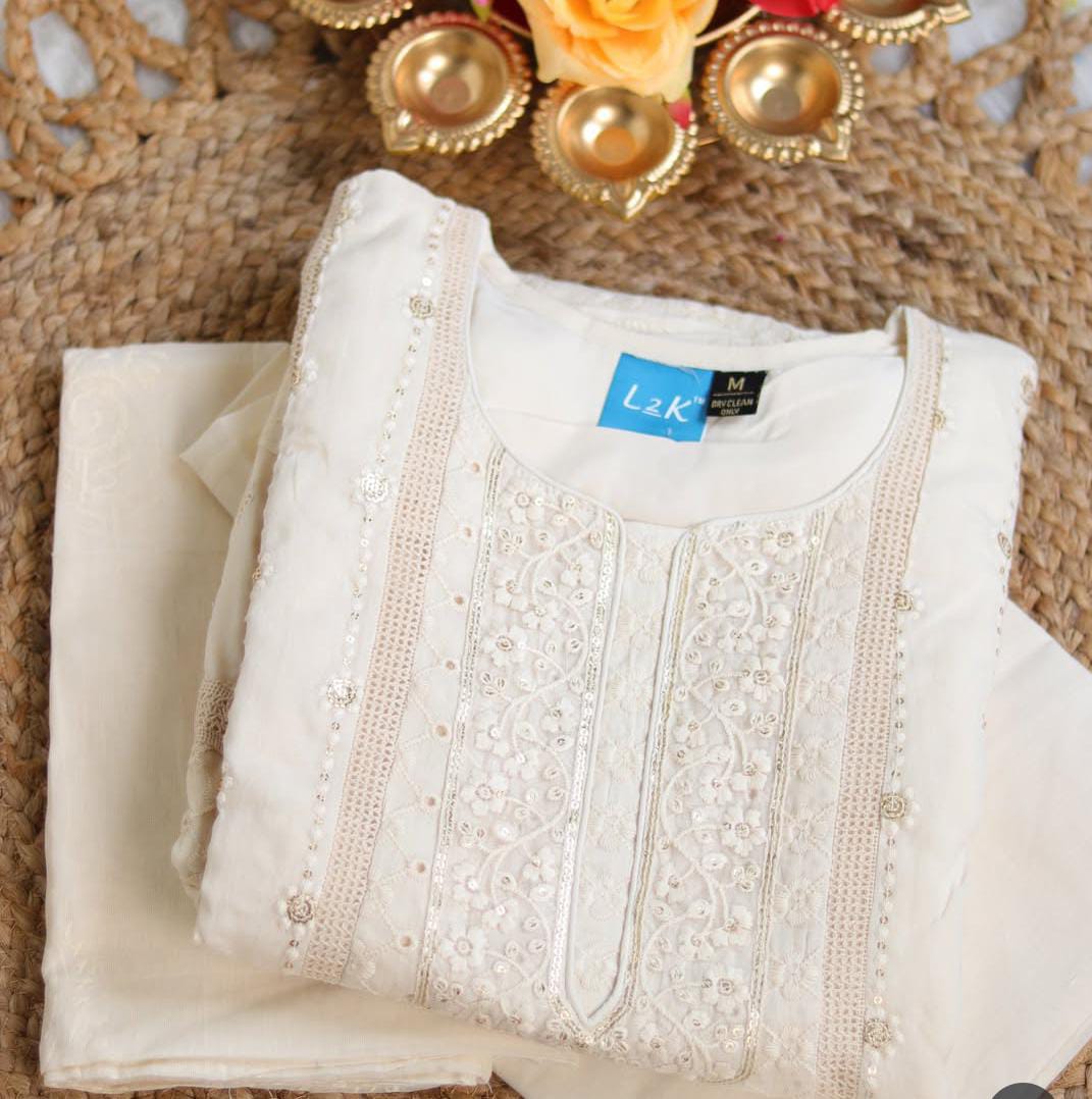 HAKOBA OFF WHITE WITH GOLDEN SALWAR SUIT