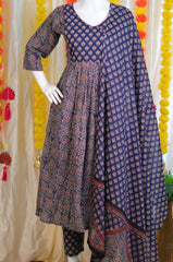 BLUE AJRAKH 3 PIECE SET (SU 244)