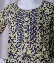 AFFORDABLE CREAM TOP WITH BLUE PRINT & PANTS (SU-200)