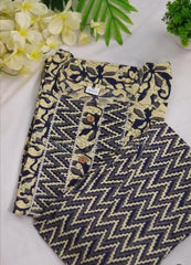 AFFORDABLE CREAM TOP WITH BLUE PRINT & PANTS (SU-200)