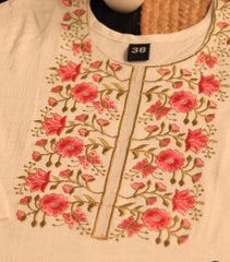 OFF WHITE KURTHI WITH FRONT FLORAL WORK ( SU - 170)