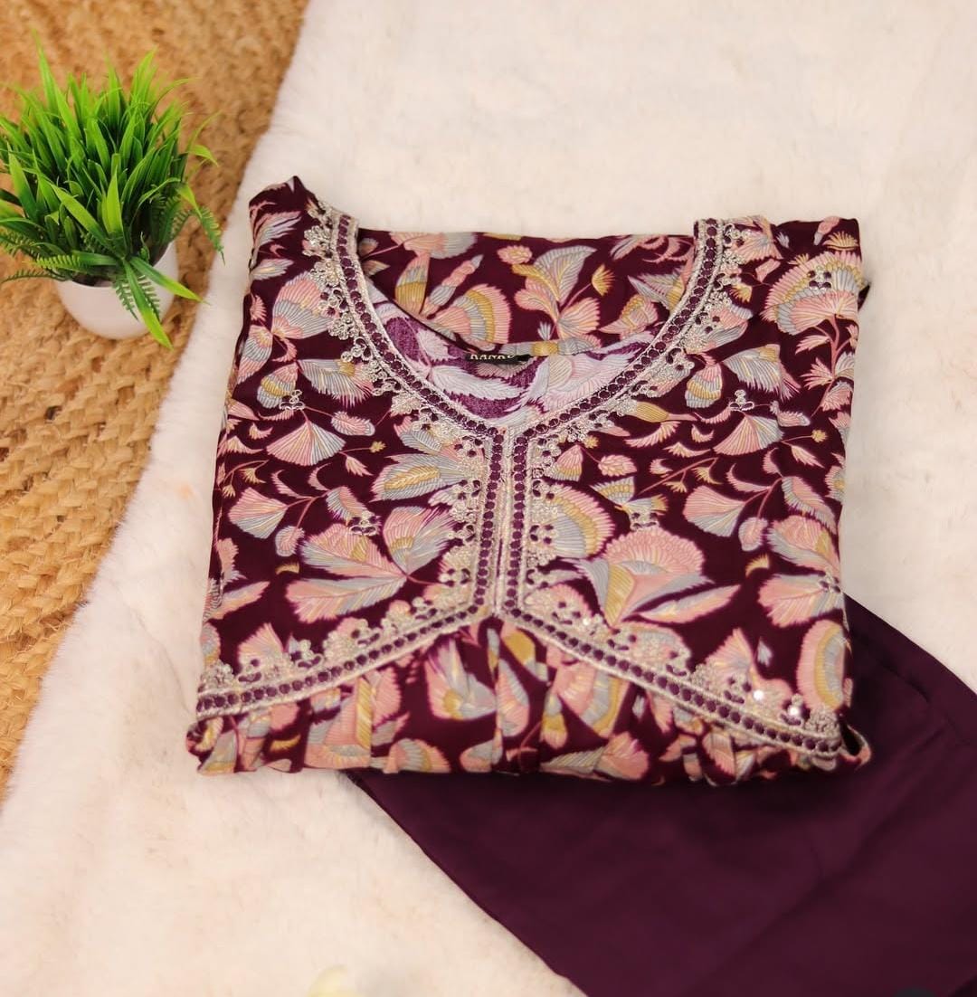 GRAPE WINE ALIA CUT TOP & PANTS (SU - 155)