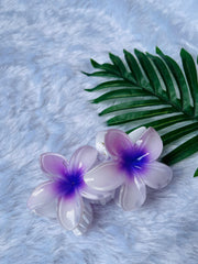 KOREAN CLAW HAIR CLIPS WHITE WITH VIOLET ( SJ 73 ) ( 1 count )