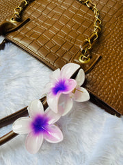 KOREAN CLAW HAIR CLIPS WHITE WITH VIOLET ( SJ 73 ) ( 1 count )