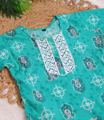 TURQUOISE DAILY WEAR COTTON KURTHA (SU-271)