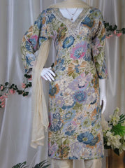 MULTICOLOURED KURTHI SET WITH MIRROR V NECK (SU- 216)