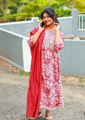 RED KURTHA WITH WHITE PANTS AND DUPATTA (SU 151)
