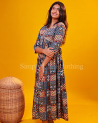 BLUE PRINT ALIA CUT MAXI DRESS ( SU 22 )