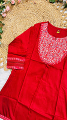 RED SHORT KURTHI WITH NECK ROUND DESIGNS (SU- 62)