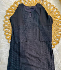 BLACK CHIKANKARI KURTA (SU 322)