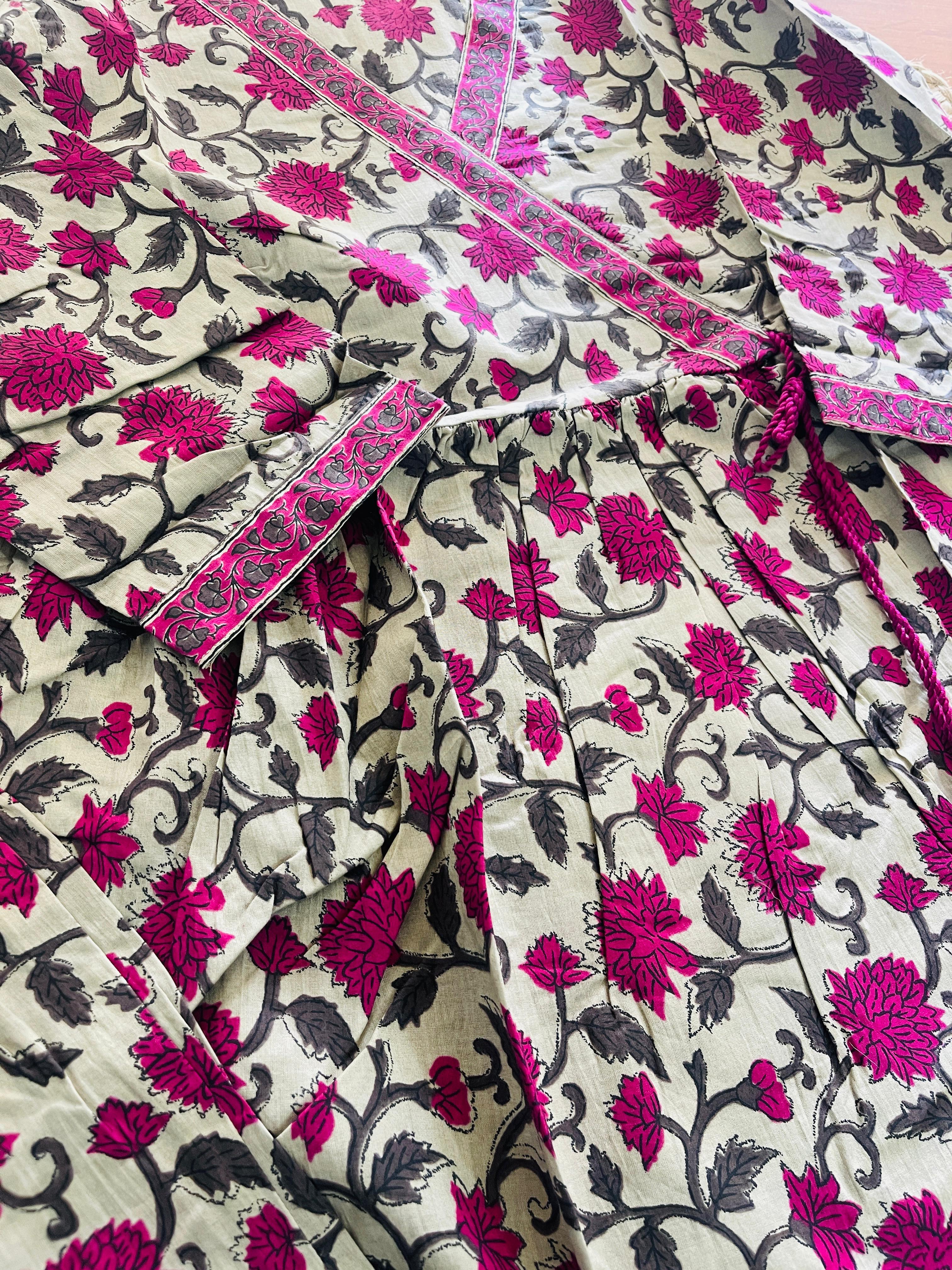 SEIGE GREEN WITH ROSE  SHORT KURTHI (SU 406)
