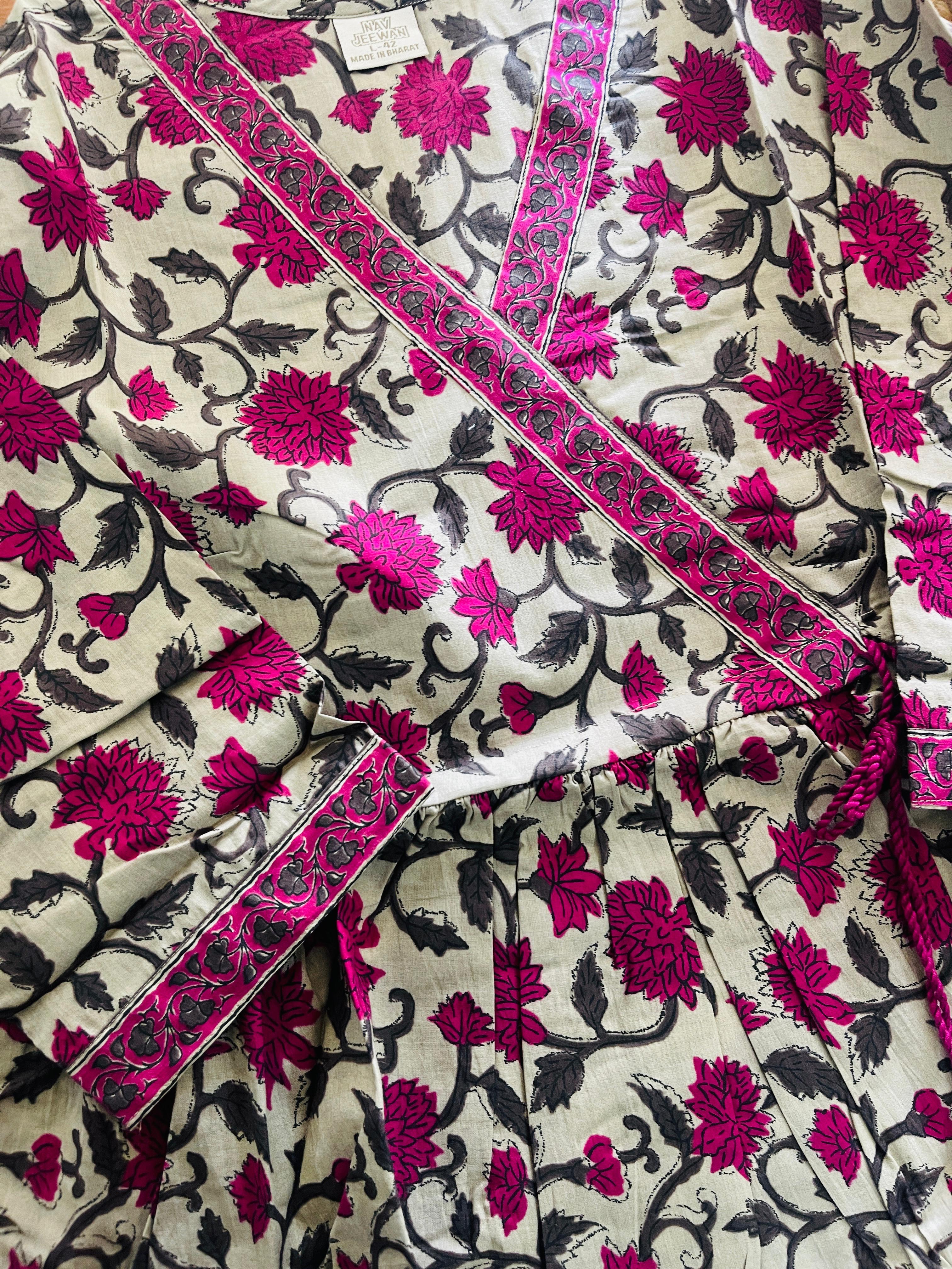 SEIGE GREEN WITH ROSE  SHORT KURTHI (SU 406)