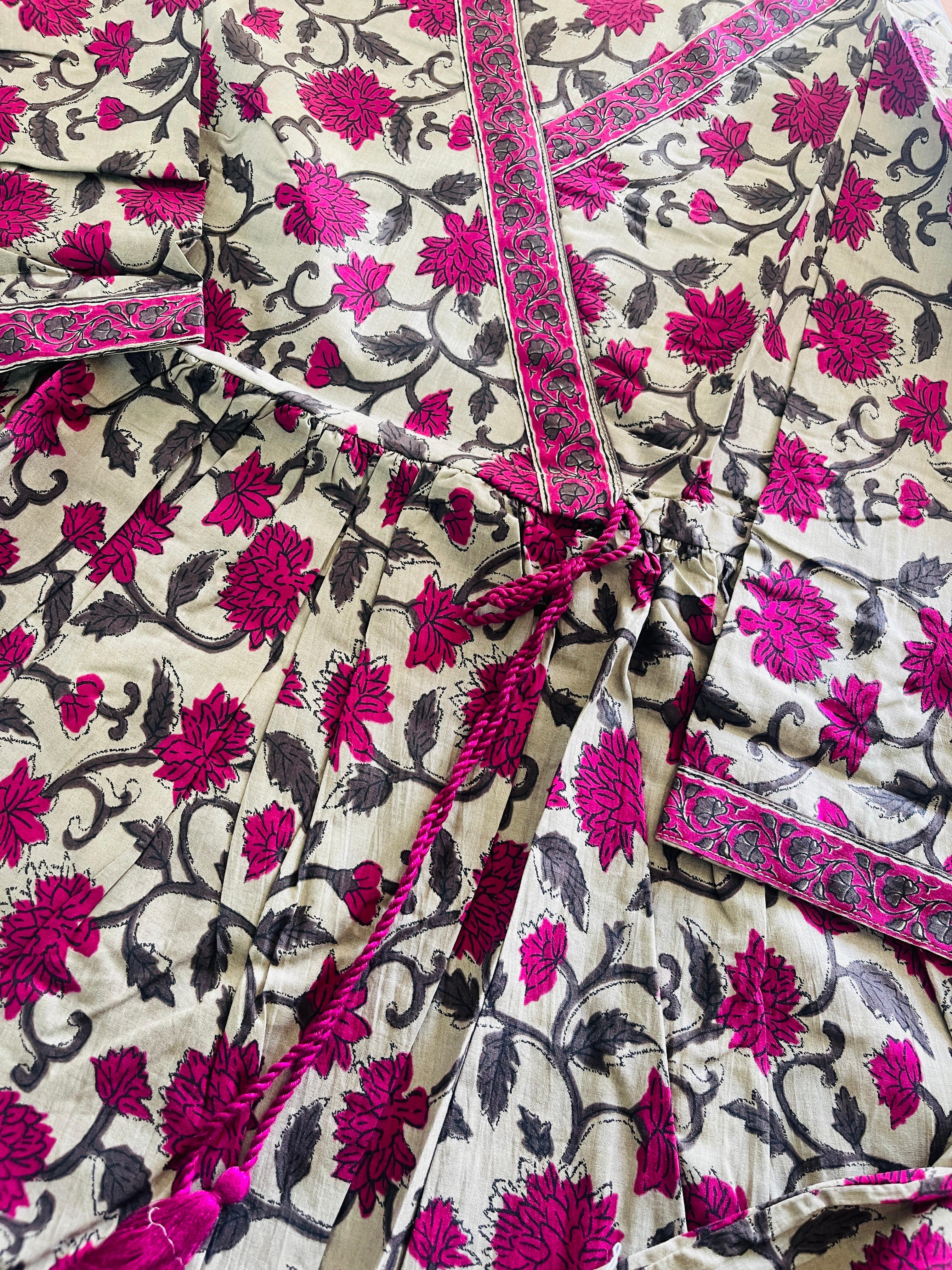 SEIGE GREEN WITH ROSE  SHORT KURTHI (SU 406)