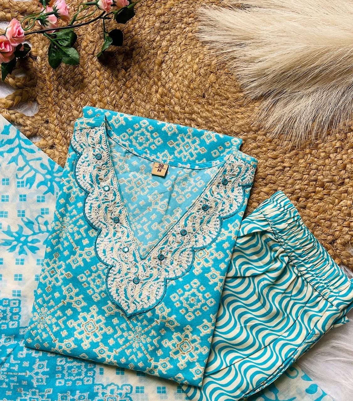 CORAL CYAN THREE PEICE SET (SU 314)