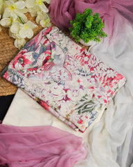 Multicolor Floral Printed Cotton Salwar Set with Embroidered Neck (SU 206)