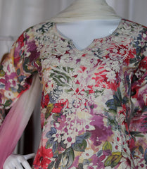Multicolor Floral Printed Cotton Salwar Set with Embroidered Neck (SU 206)