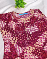 MAROON KURTHI TOP WITH GOLDEN FOIL PRINT & SEQUENCE WORK (SU 219)