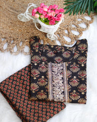 BLACK WITH RED CAPSULE FOIL PRINT KURTHI SET (SU 229)