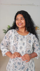 WHITE PURE COTTON WITH BLUE MIX 3 PIECE SET (SU 121) U NECK