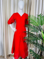RED FROCK WITH FRONT BUTTON  (SU 298)