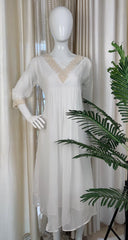 WHITE GEORGETTE V NECK KURTHI (SU 303)