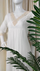 WHITE GEORGETTE V NECK KURTHI (SU 303)