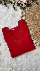 RED GEORGETTE KURTHI V NECK (SU 302)