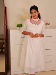 PURE WHITE  JEWE NECK TOP (SU 296)