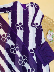 VOILET $ WHITE KURTA SET (SU 656)