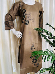 BEIGE GRAY WITH BACK FLORAL PRINT KURTHI (SU 627)