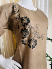 BEIGE GRAY WITH BACK FLORAL PRINT KURTHI (SU 627)